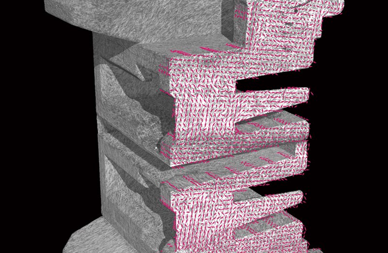 Color-coded map of filler orientation
